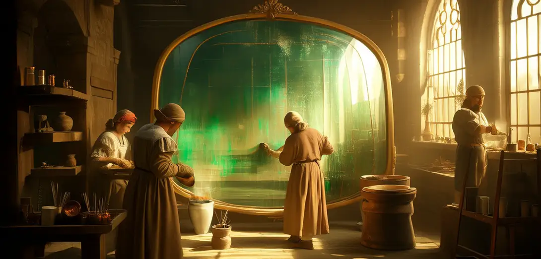 Optical Interference in Venetian Glass Mirror Backing Techniques