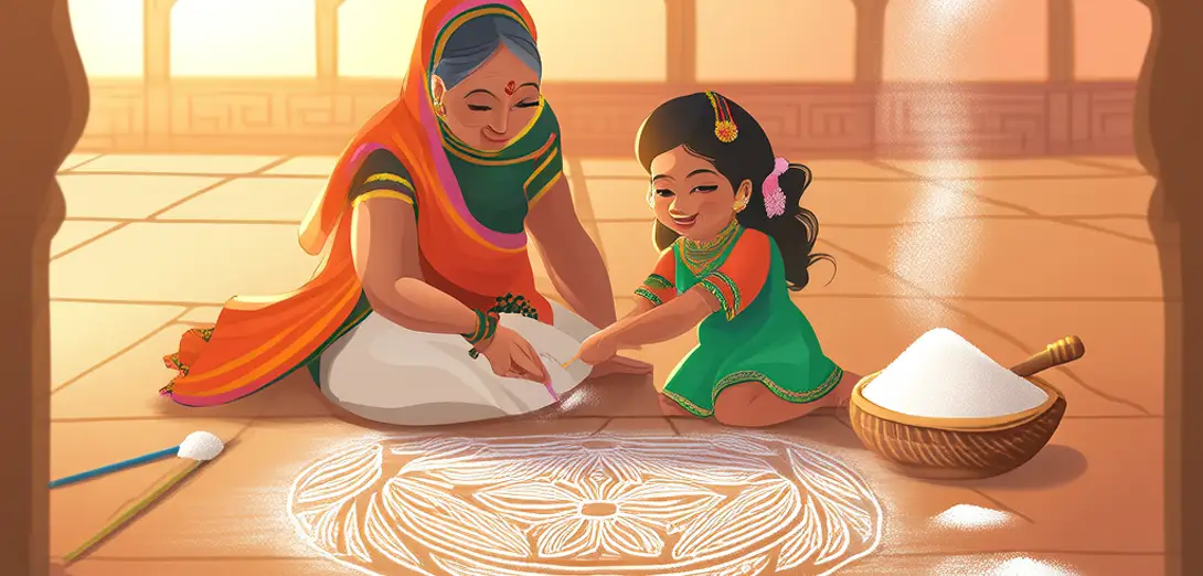 Capillary Rheology in Indian Kolam Rice Flour Patterns