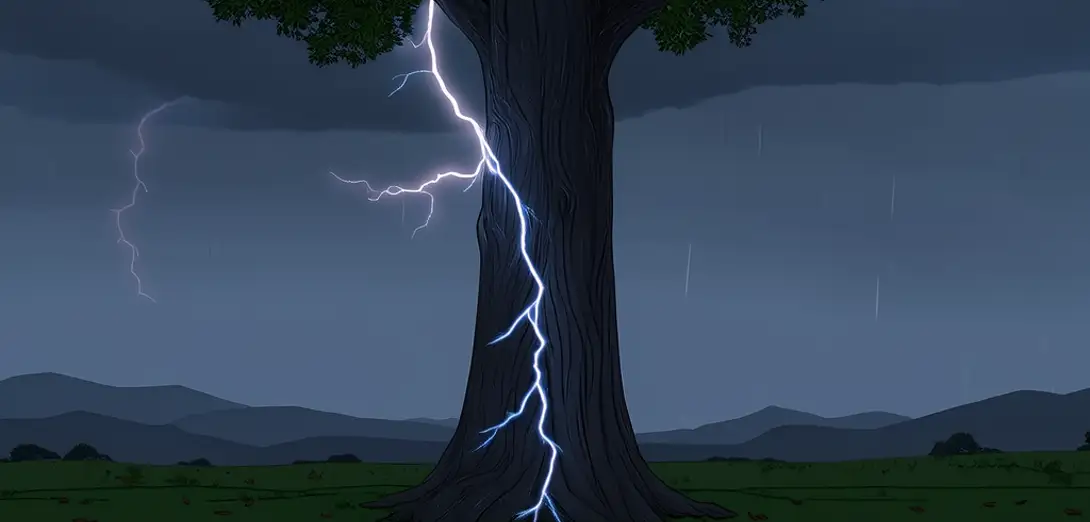STEM Light Read: Why Lightning Strikes Tall Trees But Splits Their Trunks (2026-D048)