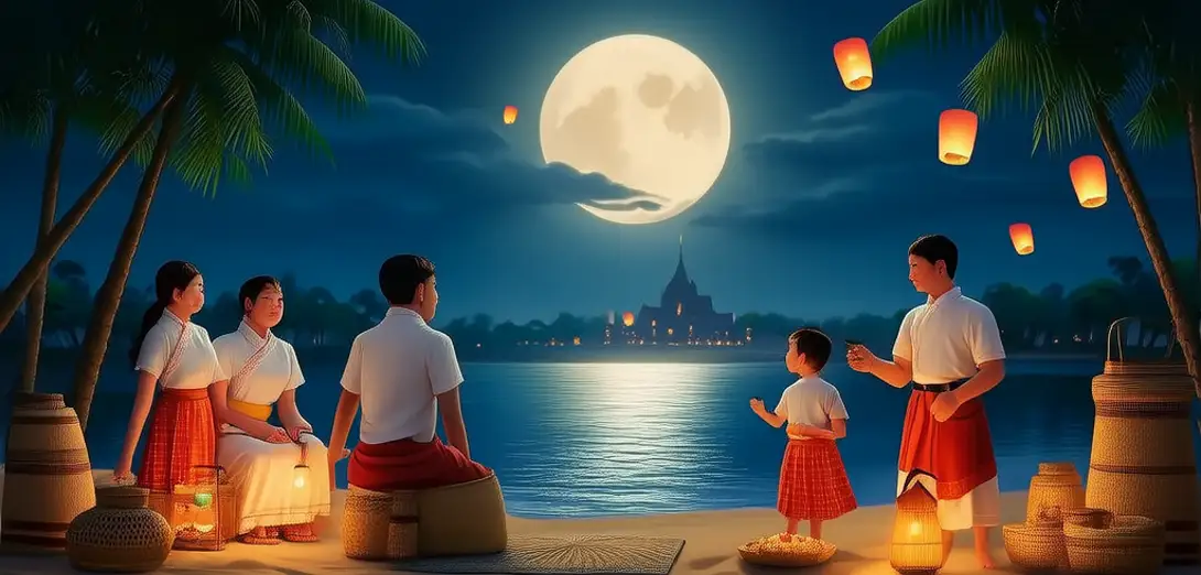 Floating Lanterns on the Mekong in Vientiane
