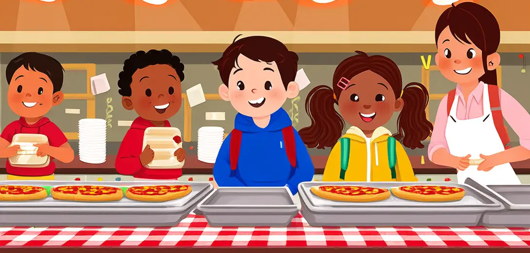 At the School Cafeteria Line