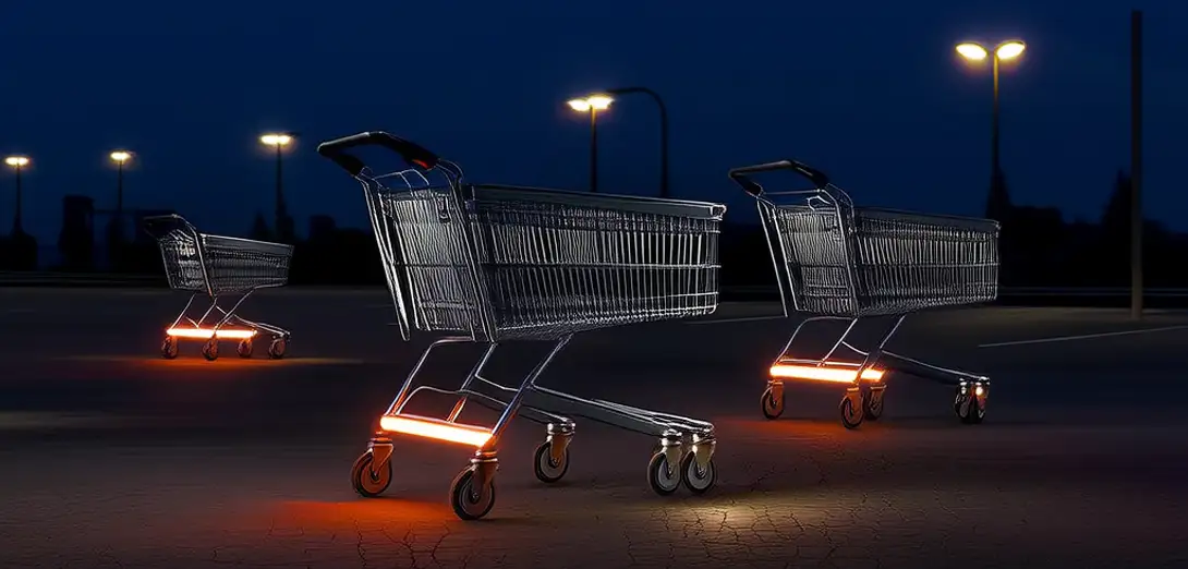 How Grocery Store Carts Light Up Their Path in Low-Light Parking Lots