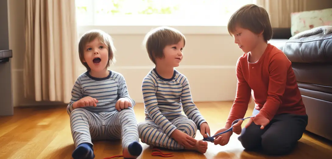 Showing My Little Brother How to Tie His Shoes