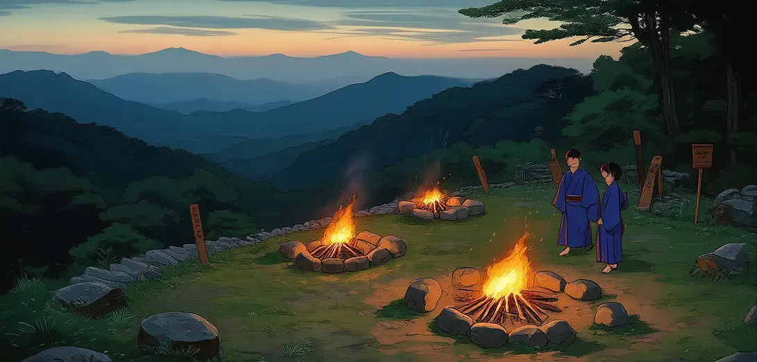Hydrological Hysteresis and Japanese Obon Bonfire Placement Strategies