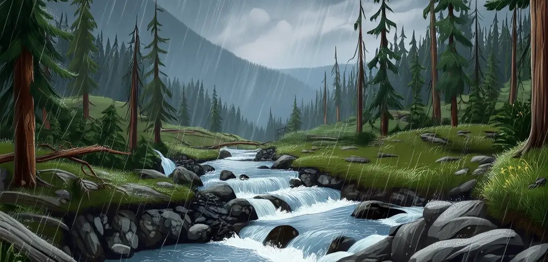 Why Mountain Streams Flow Faster After Rainfall Peaks
