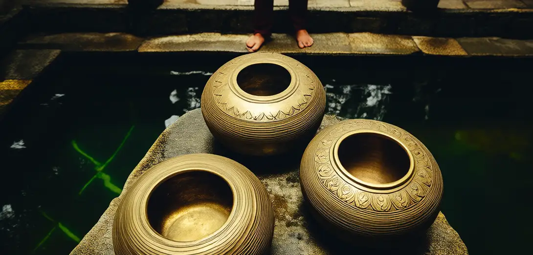 Optical Scatter Control in Bali’s Tirta Empul Temple Water Purification Ritual Vessels