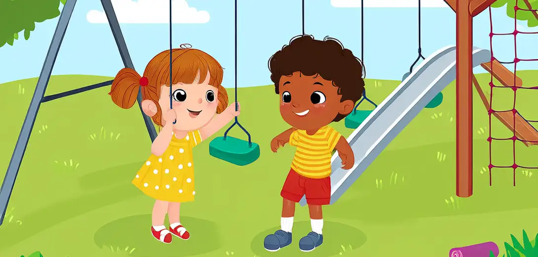 At the Playground — Making a New Friend