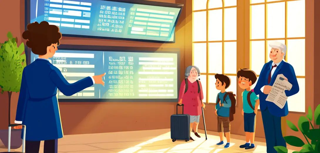 At the Train Station — Checking the Departure Board